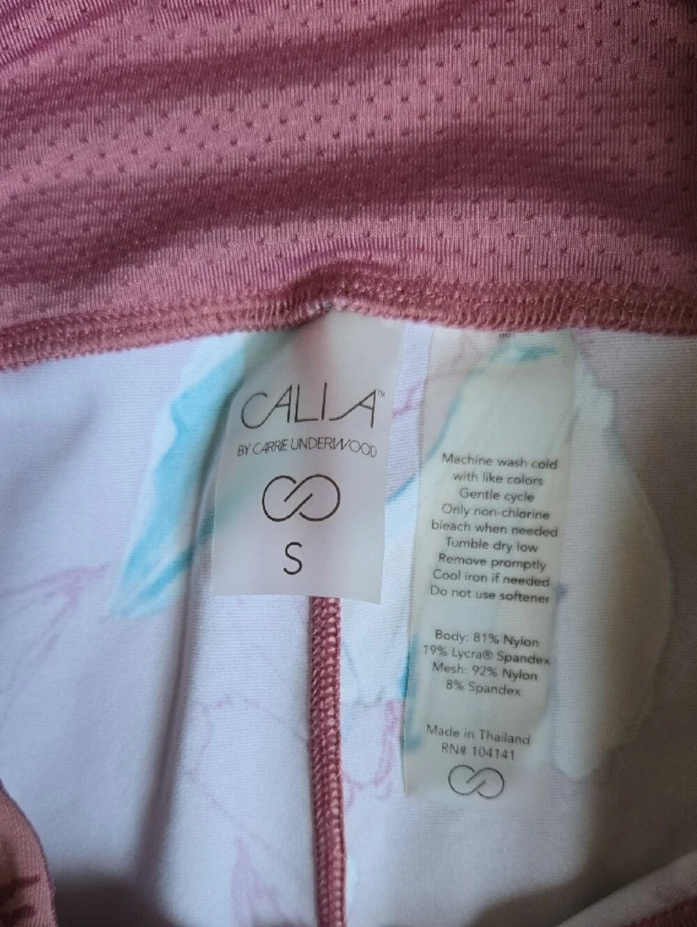 CALIA by Carrie Underwood Dusty Rose Active Top with Teal Floral Accents